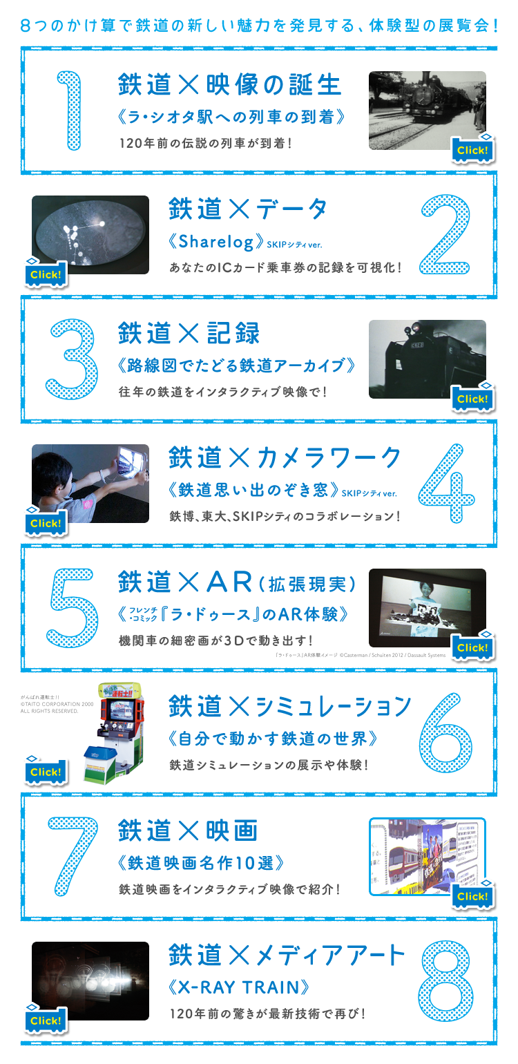 8つのかけ算で鉄道の新しい魅力を発見する、体験型の展覧会！